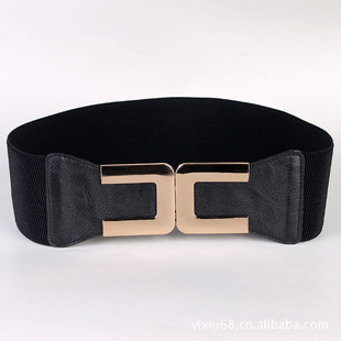 女士时尚U型对扣腰带松紧腰带弹力松紧腰封宽装饰束腰腰带批发